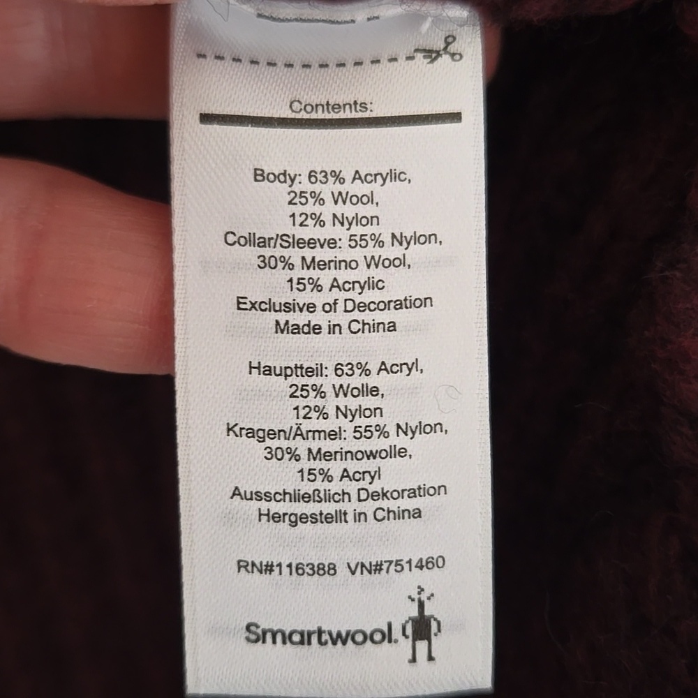 Smartwool | Maroon Moon Ridge Sweater Wrap Size Small - Picture 9 of 10